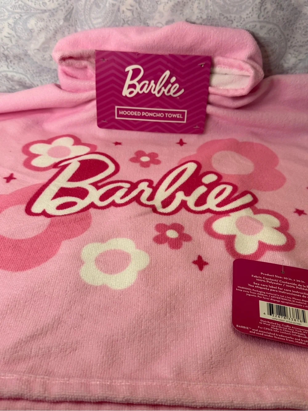 Barbie Pink Activity & Bath Set with Hooded 20x20 in. Towel